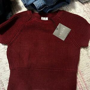Le Lis Deep Red Knit Top